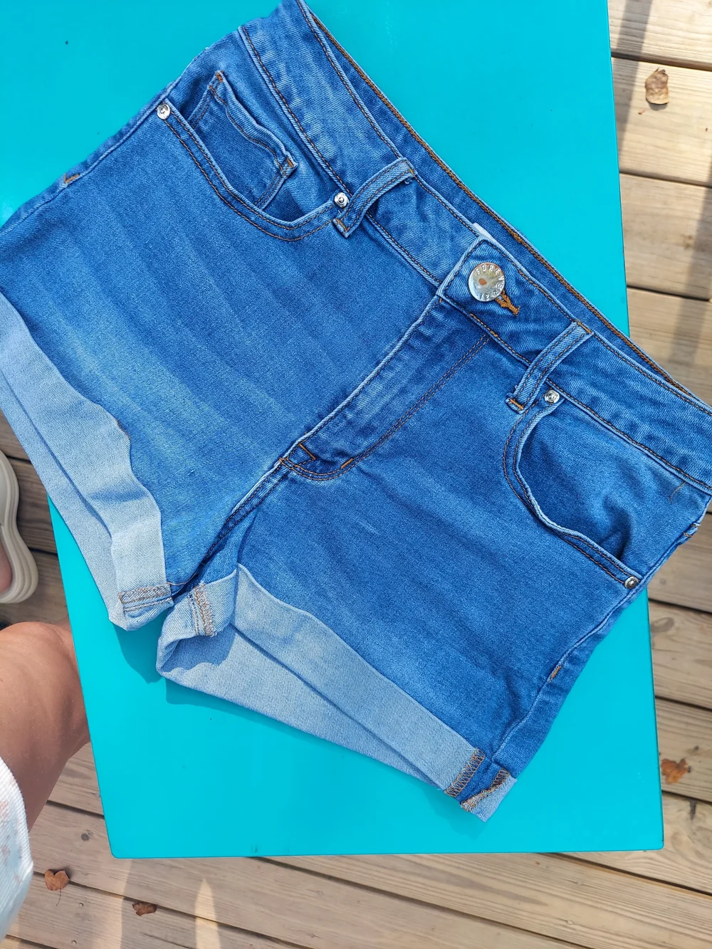 Forever 21 Cuffed Hem Medium Denim Shorts